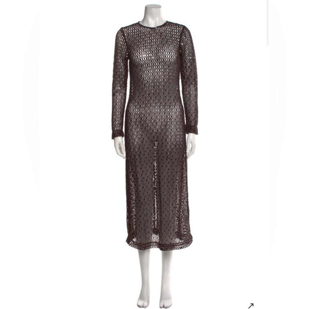 Walter Baker Black Crochet Long Sleeve Maxi Dress